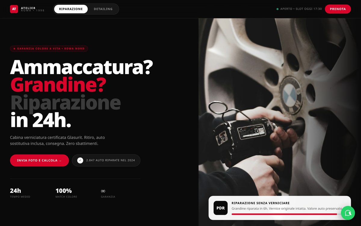 Anteprima della home del template Carrozzeria — proposta 2