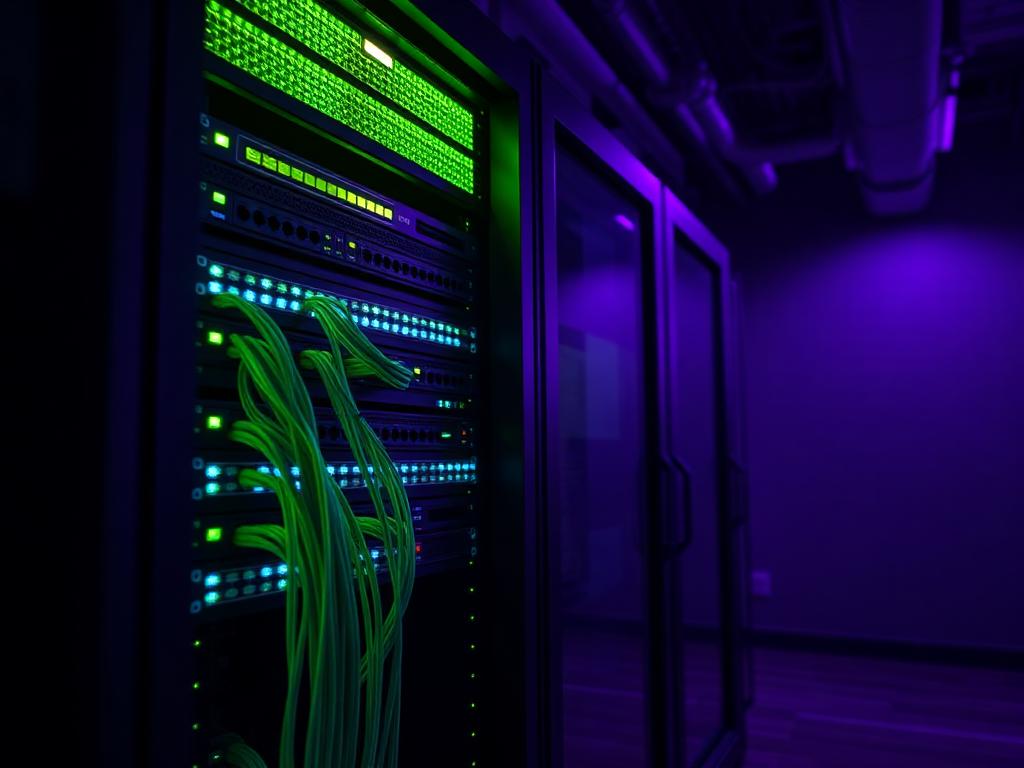 Rack di rete con switch e cablaggio strutturato in sala server